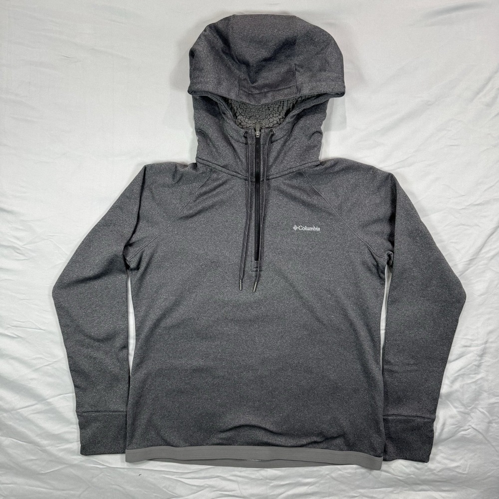 Columbia 1/4 Zip Hoodie Gray Heather Womens L Gorpcore‎ Streetwear